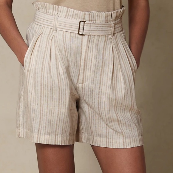 Banana Republic Linen Blend PaperBag Shorts NWT - Picture 1 of 4